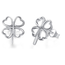 925 Sterling Silver Four Leaf Clover Stud Earrings Jóias de casamento